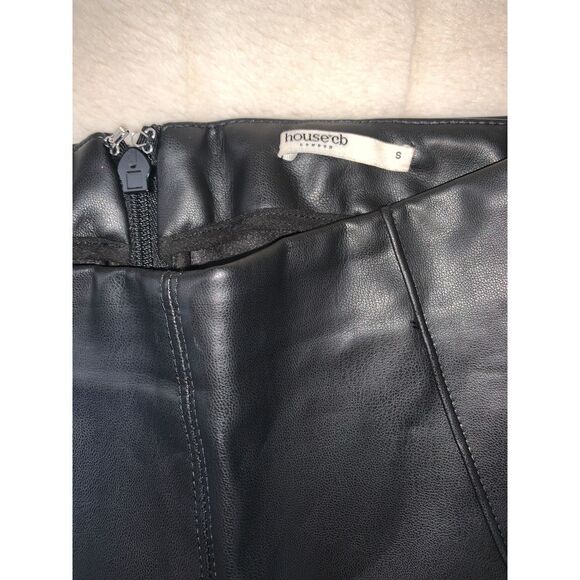 House Of Cb London Trousers Womens S Black Elenaora Vegan Leather Lined Satin - Picture 5 of 11